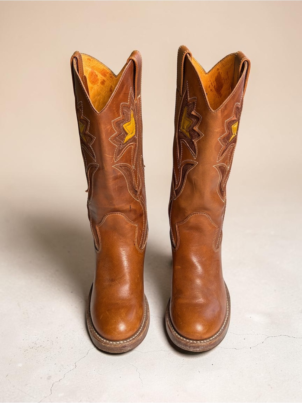 VTG Frye Sabrina Floral Inlay Campus Leather Boots 5.5 Boho Western - Picture 2 of 13